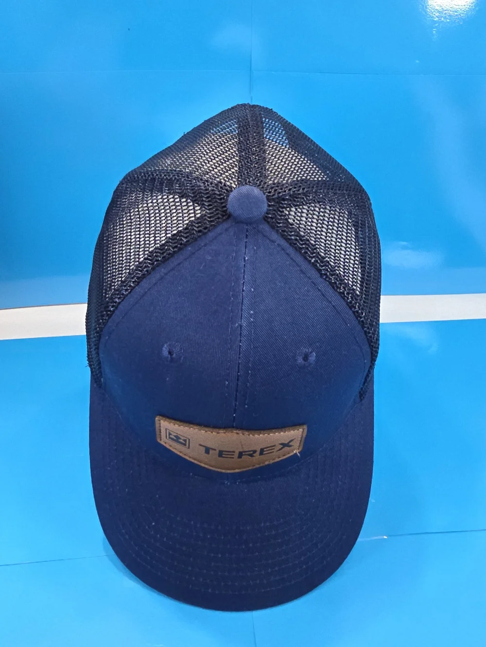 Men's Navy and Black Trucker Hat with Leather Patch